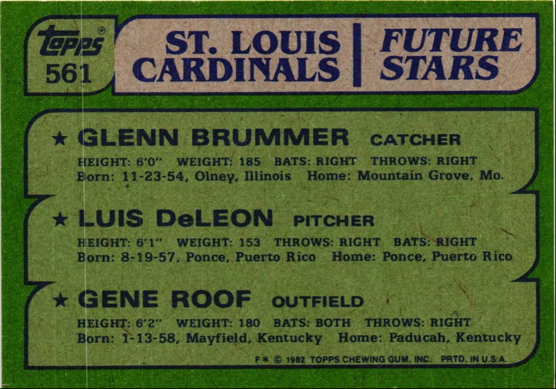 1982 Topps Cardinals Future Stars - Glenn Brummer/Luis DeLeon/Gene Roof