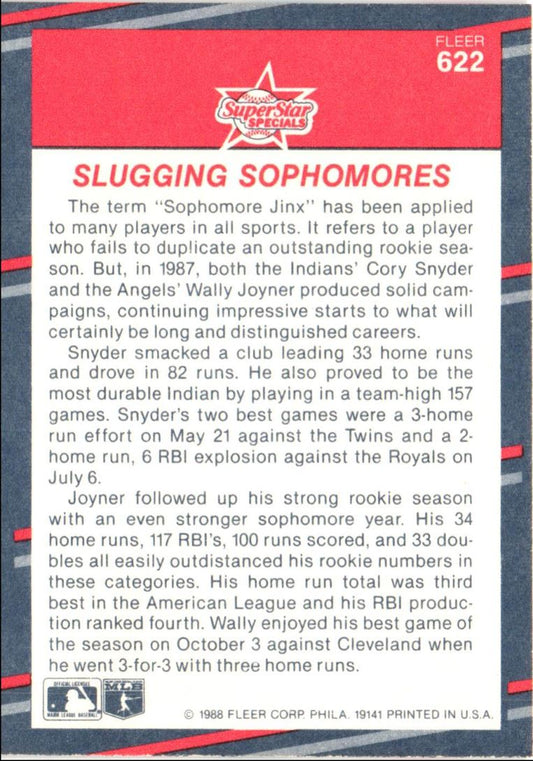 1988 Fleer Slugging Sophomores (Wally Joyner/Cory Snyder)