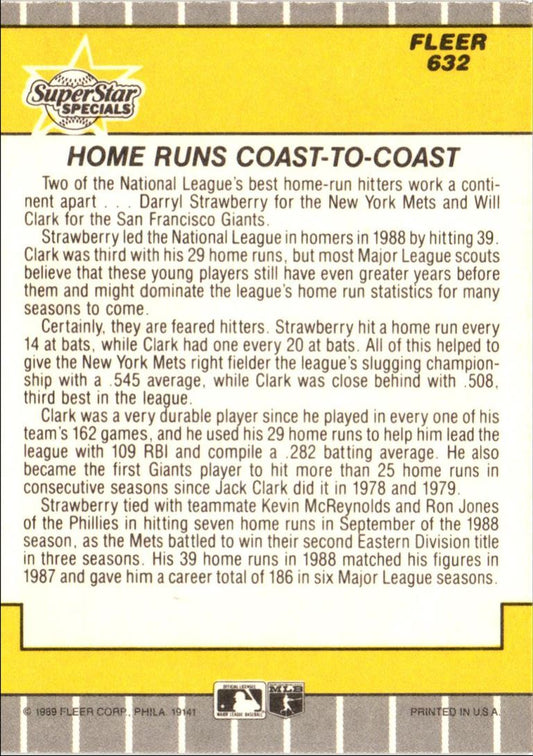1989 Fleer Darryl Strawberry/Will Clark