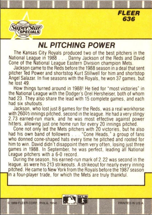 1989 Fleer Danny Jackson/David Cone