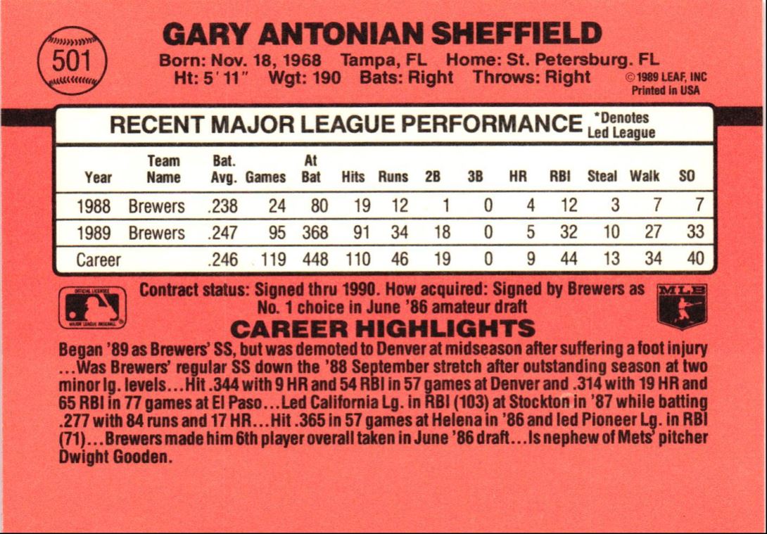 1990 Donruss Gary Sheffield