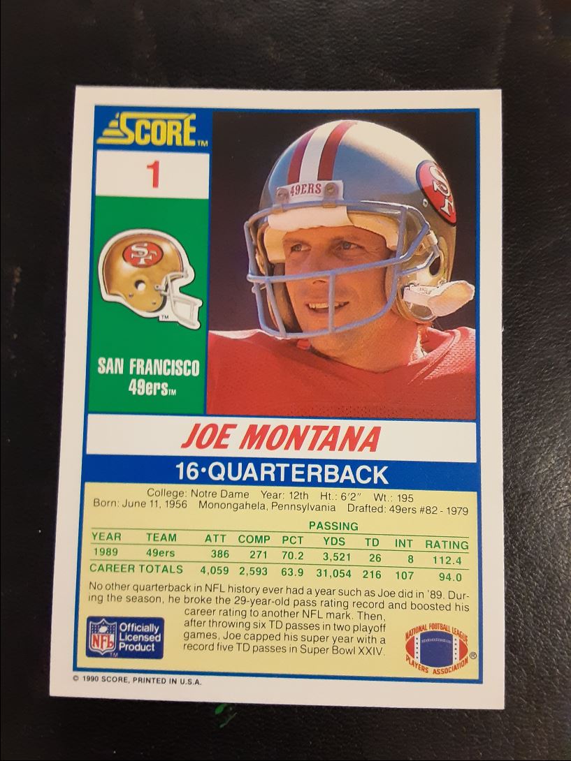 1990 Score Joe Montana