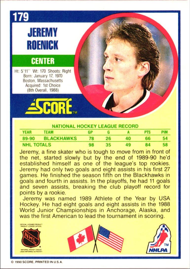 1990 Score Jeremy Roenick
