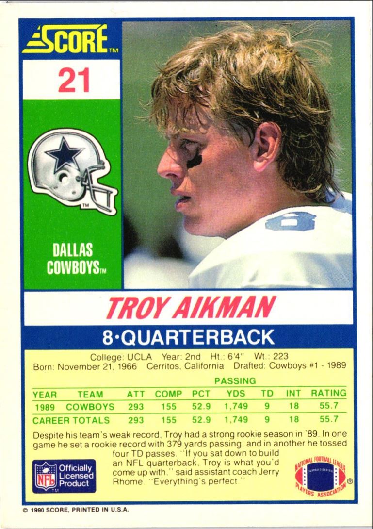 1990 Score Troy Aikman