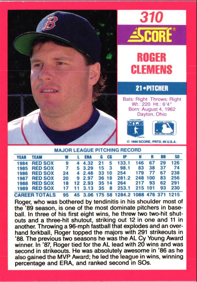 1990 Score Roger Clemens