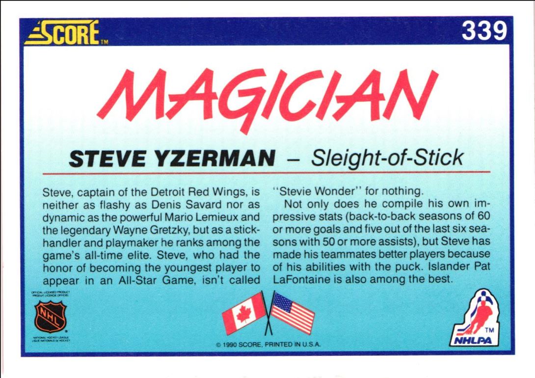 1990 Score Steve Yzerman
