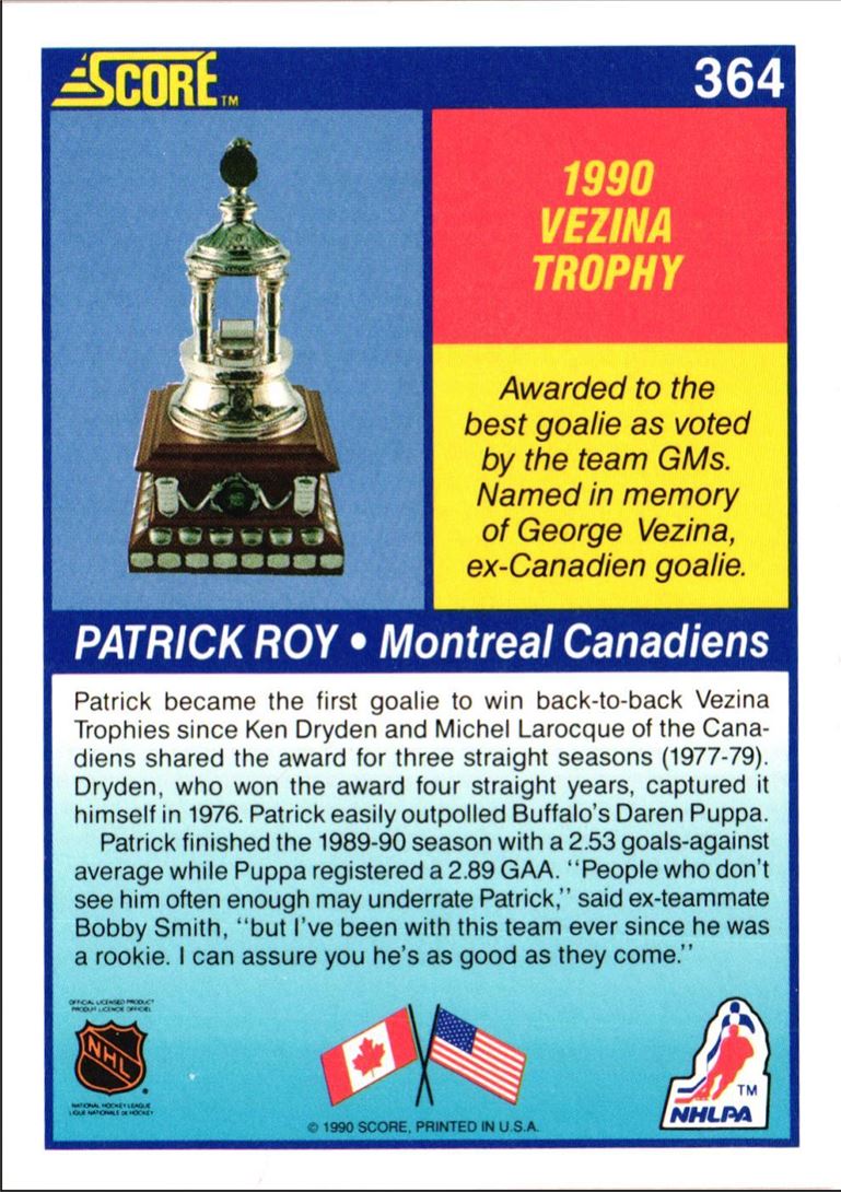 1990 Score Patrick Roy