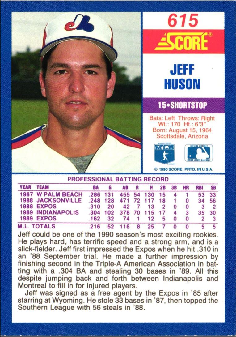 1990 Score Jeff Huson