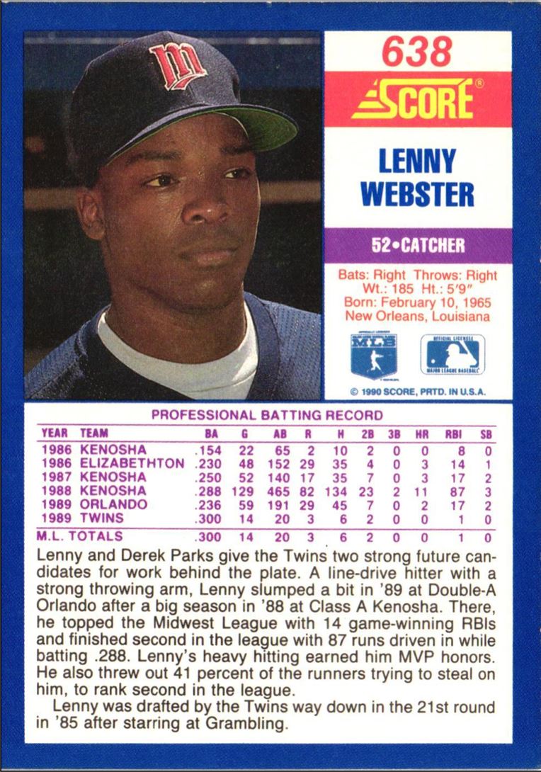 1990 Score Lenny Webster