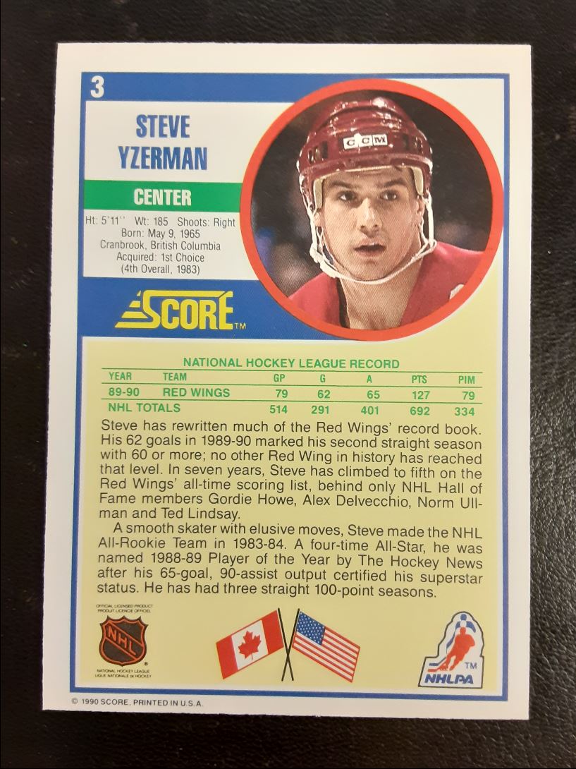 1990 Score American Steve Yzerman