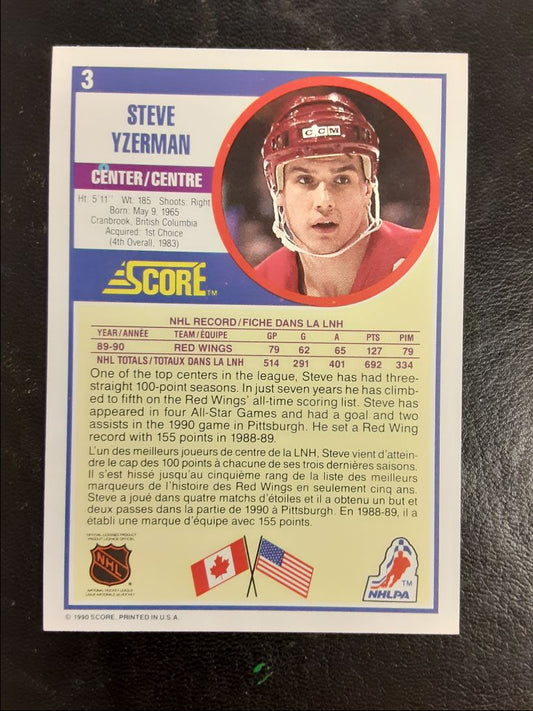1990 Score Canadian Steve Yzerman