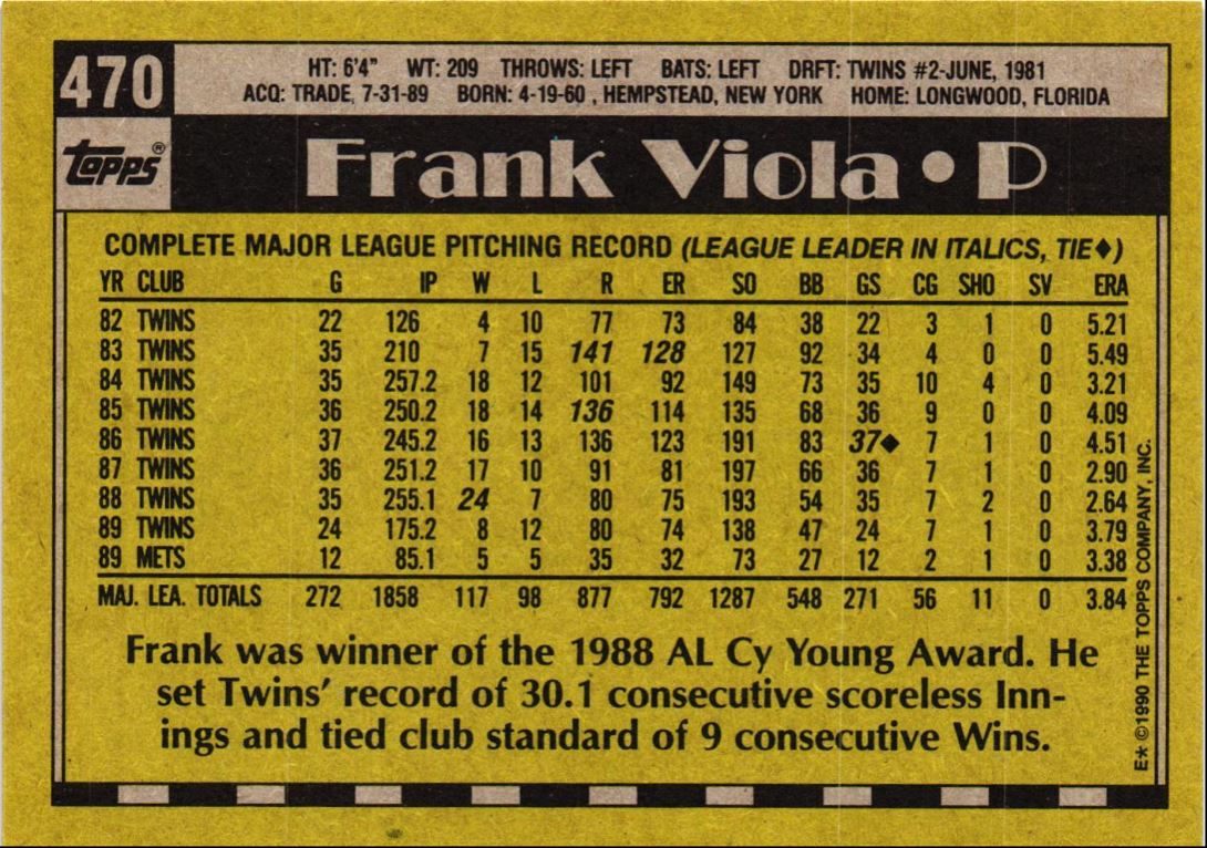1990 Topps Frank Viola
