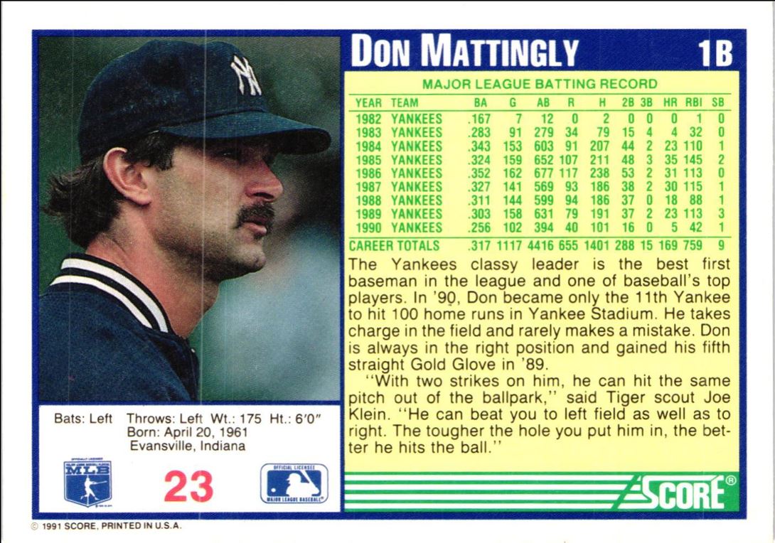 1991 Score Don Mattingly