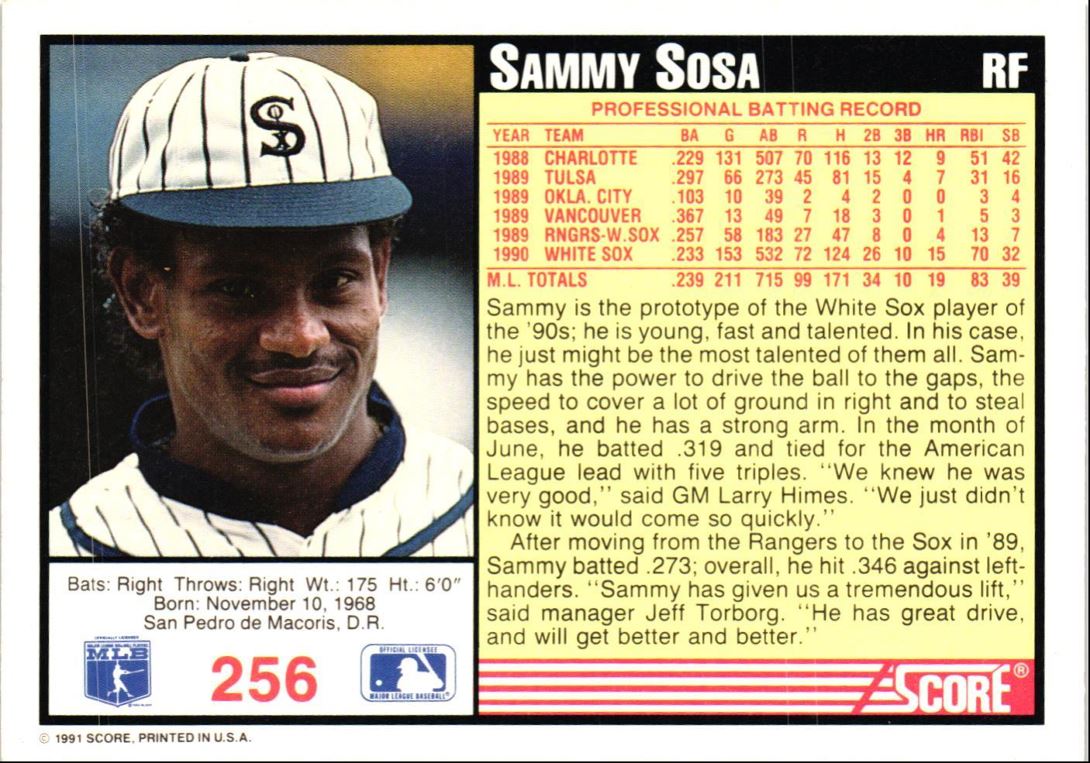 1991 Score Sammy Sosa