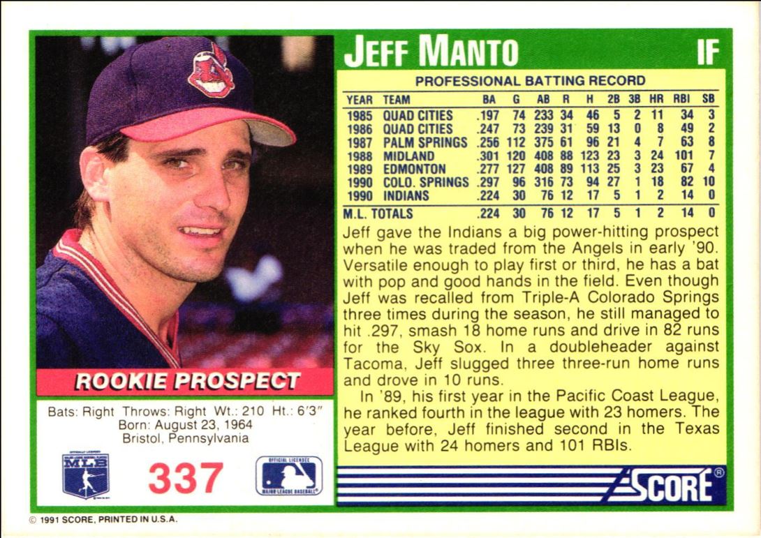 1991 Score Jeff Manto