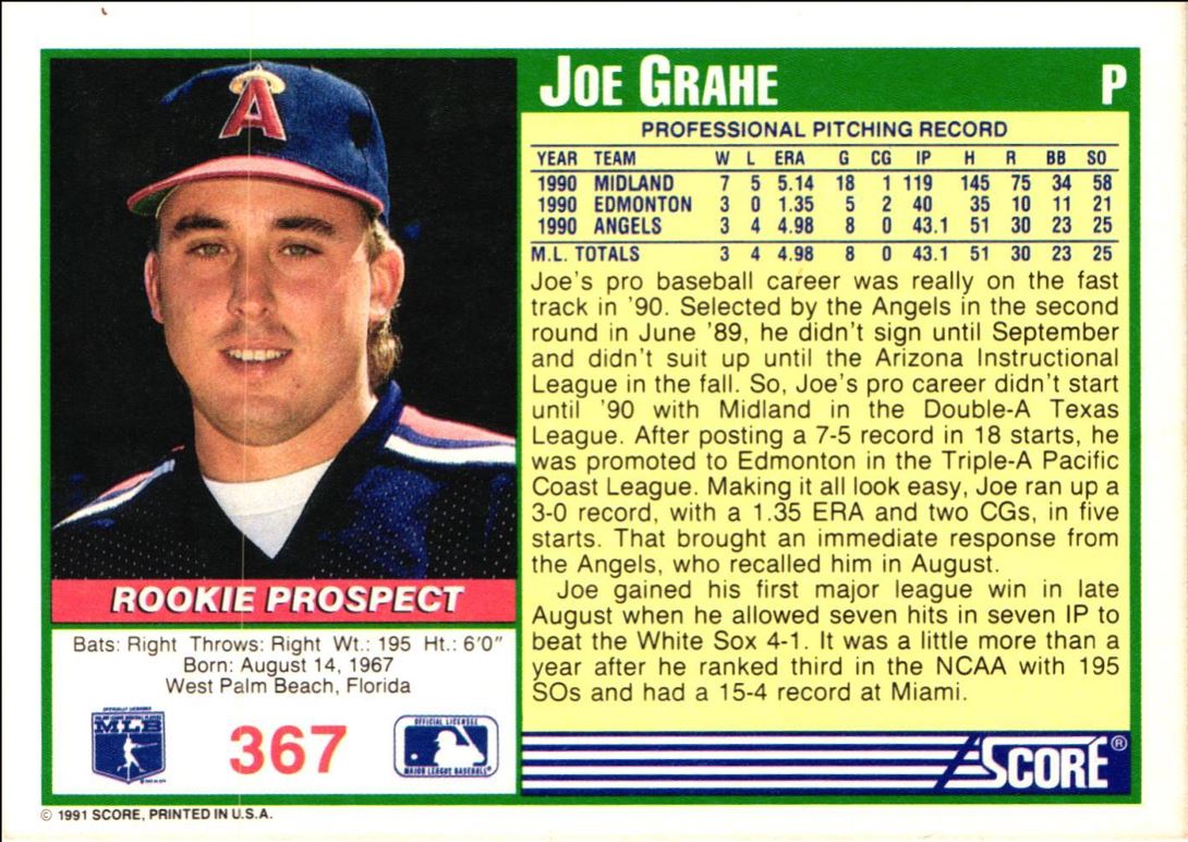 1991 Score Joe Grahe
