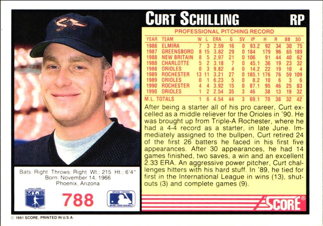 1991 Score Curt Schilling