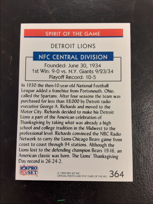 1992 Pro Set Detroit Lions