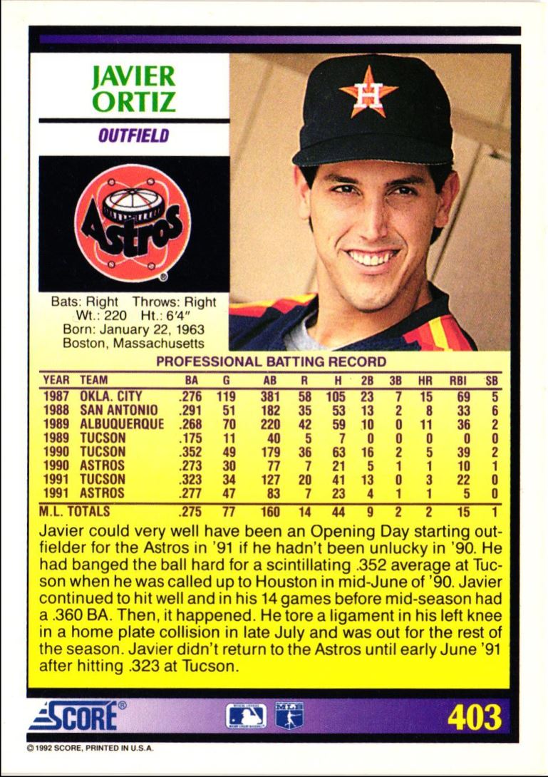 1992 Score Javier Ortiz