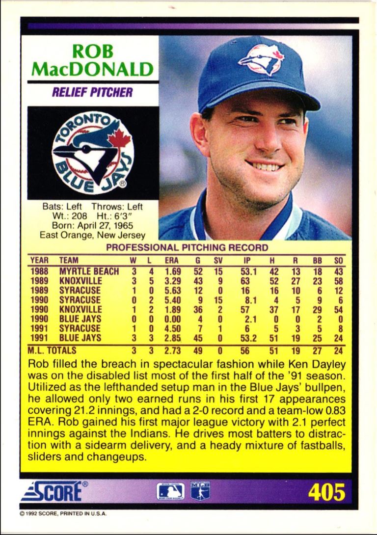 1992 Score Rob MacDonald