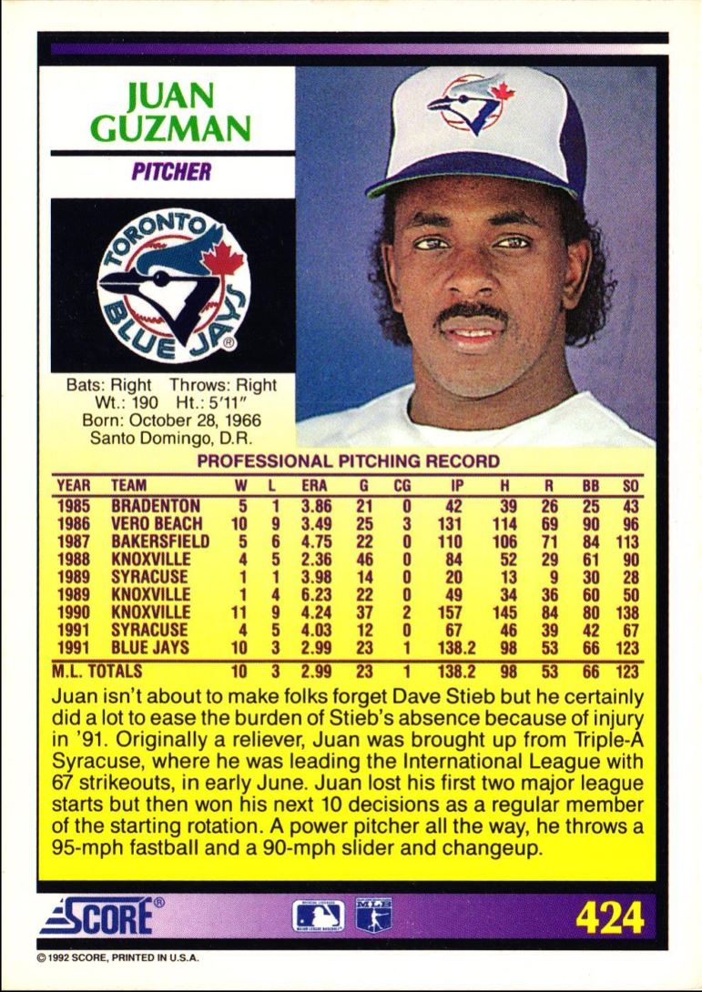 1992 Score Juan Guzman