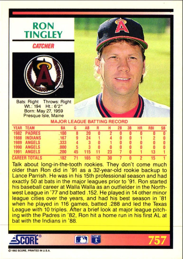 1992 Score Ron Tingley