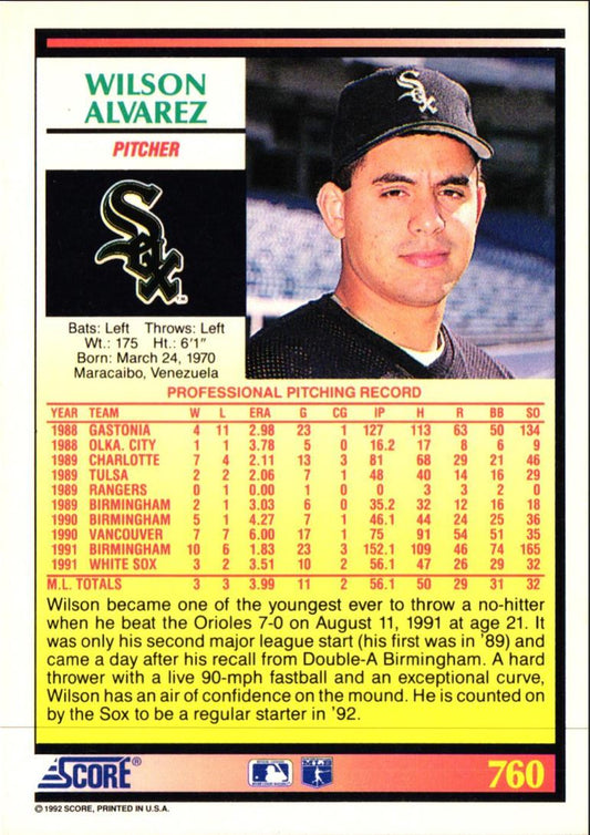 1992 Score Wilson Alvarez