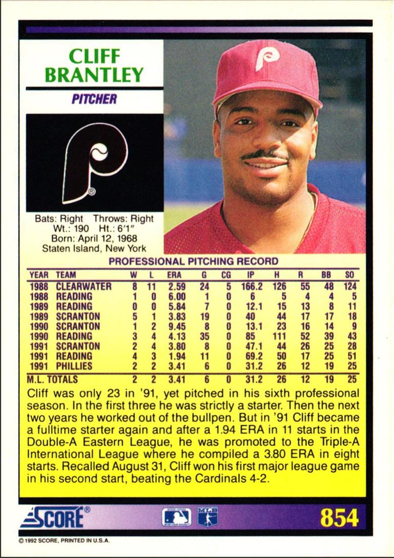 1992 Score Cliff Brantley