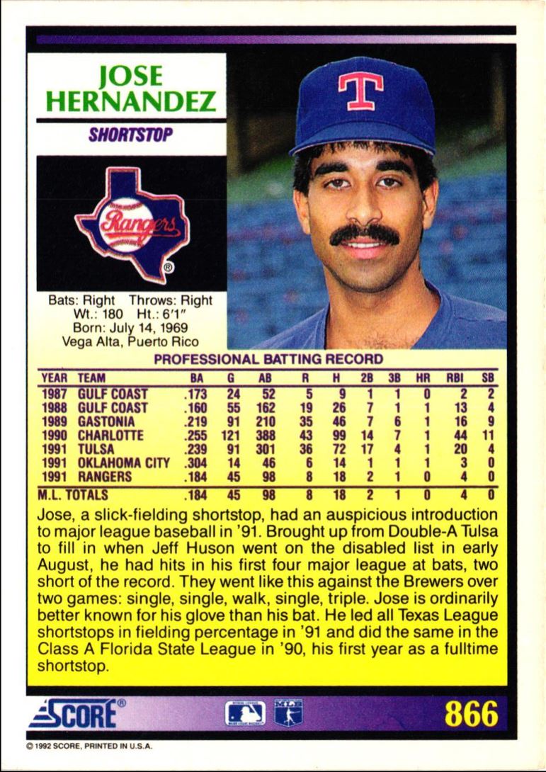 1992 Score Jose Hernandez