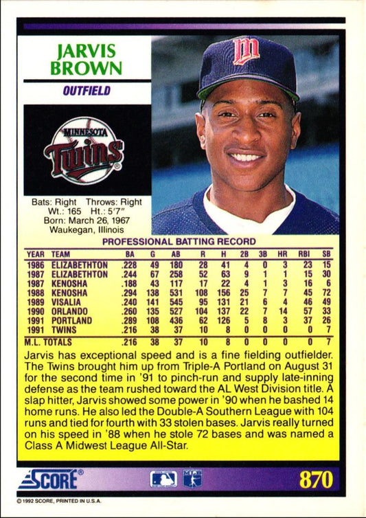 1992 Score Jarvis Brown