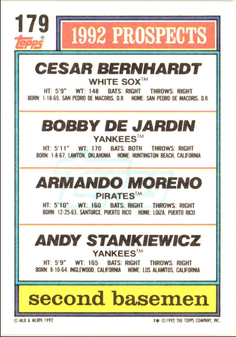 1992 Topps Cesar Bernhardt/Bobby DeJardin/Armando Moreno/Andy Stankiewicz
