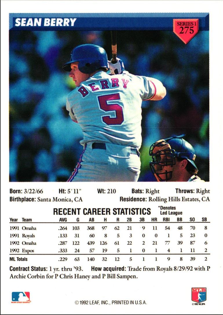 1993 Donruss Sean Berry