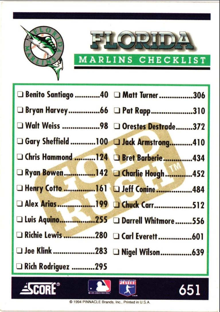 1994 Score Florida Marlins