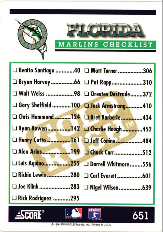1994 Score Florida Marlins