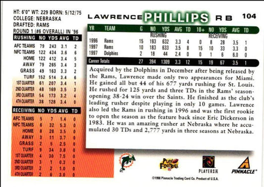1998 Score Lawrence Phillips