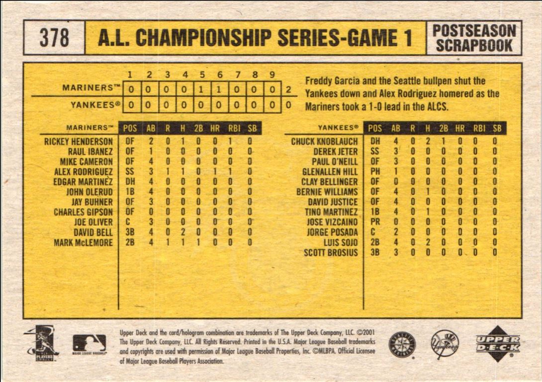 2001 Upper Deck Vintage Alex Rodriguez