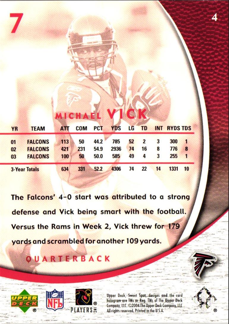 2002 Upper Deck Sweet Spot Michael Vick
