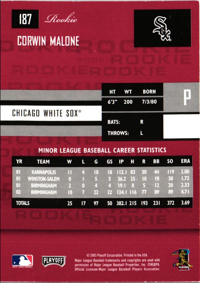 2003 Playoff Prestige Corwin Malone