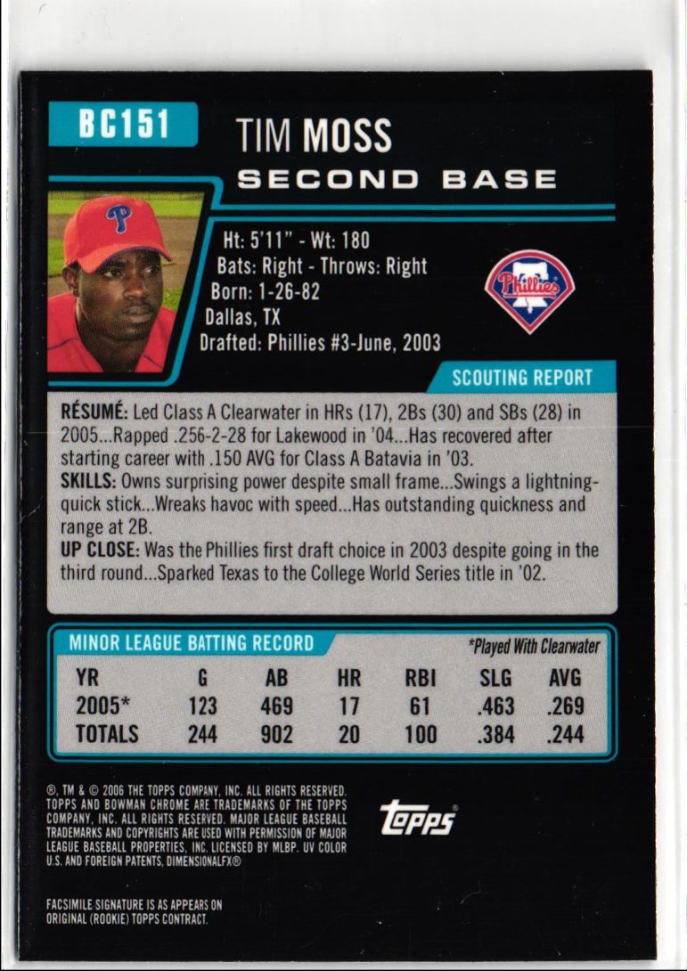 2006 Bowman Chrome Prospects Tim Moss