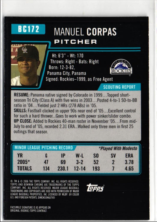 2006 Bowman Chrome Prospects Manuel Corpas