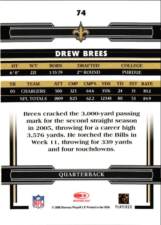 2006 Donruss Threads Drew Brees