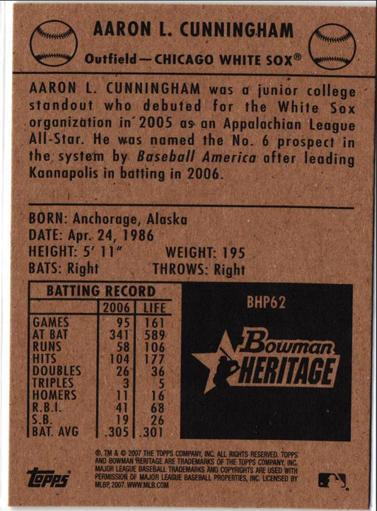 2007 Bowman Heritage Prospects Aaron Cunningham