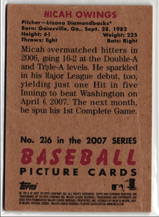 2007 Bowman Heritage Rainbow Foil Micah Owings