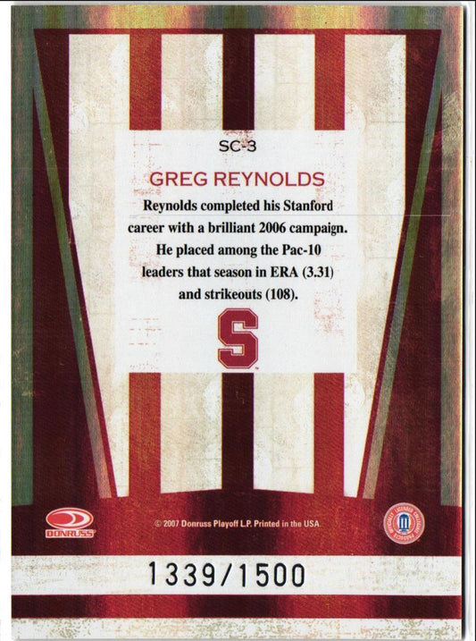 2007 Donruss Elite Extra Edition School Colors Greg Reynolds