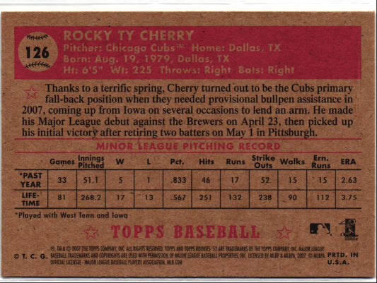 2007 Topps Rookie 1952 Edition Rocky Cherry