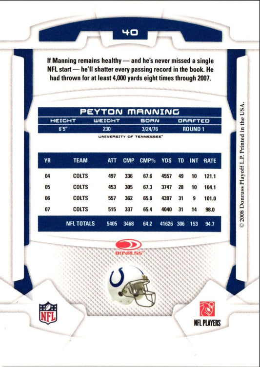 2008 Leaf Rookies & Stars Longevity Peyton Manning