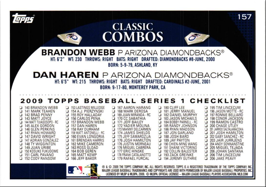 2009 Topps Black Brandon Webb/Dan Haren