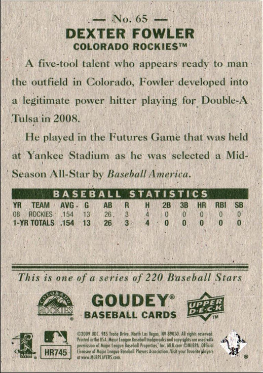 2009 Upper Deck Goudey Dexter Fowler
