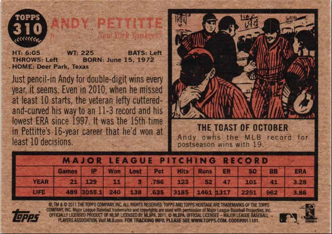 2011 Topps Heritage Andy Pettitte