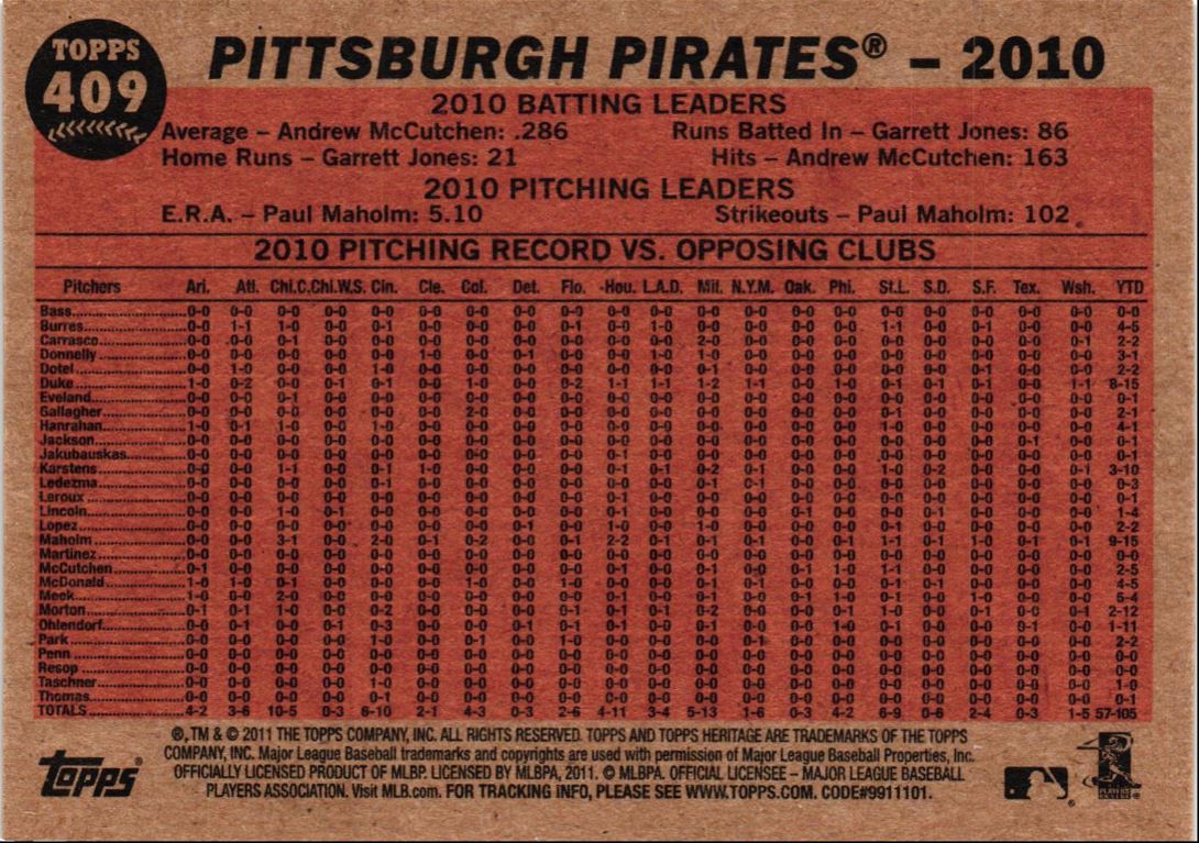 2011 Topps Heritage Pittsburgh Pirates